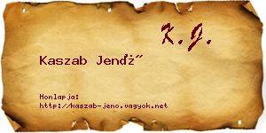 Kaszab Jenő névjegykártya
